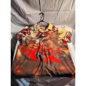 HAWALILI 2XL Button Men's Shirt. Colorful and Bright with Biplanes.